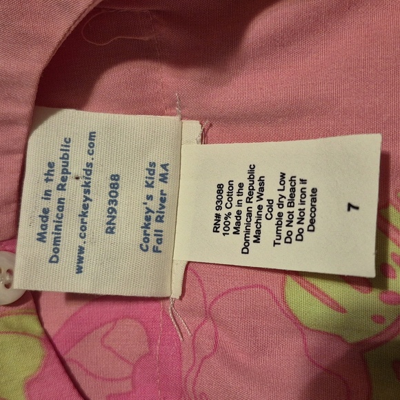 Corky's Kids girls size 7 lime & pink flamingo & flower dress, NWT - Picture 8 of 8